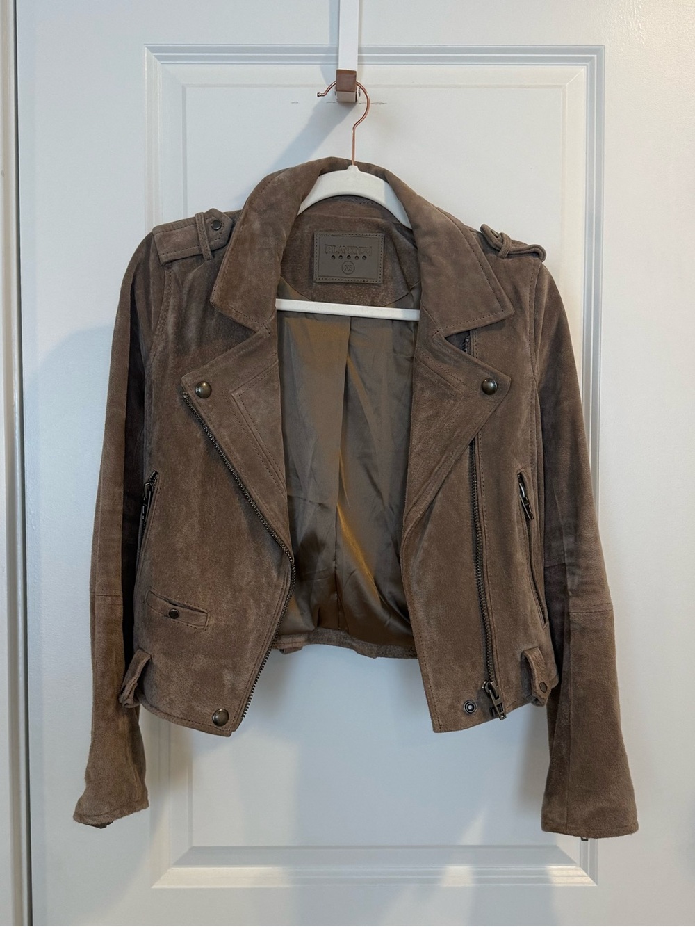 Blank NYC Suede Moto Jacket - Tan